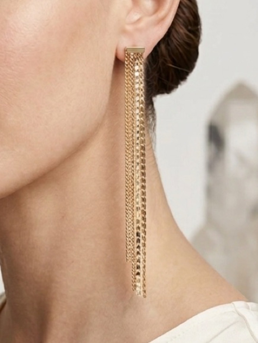 😍CLEARANCE -  NWT E63 Goldtone Long Chain Dangle  Earrings